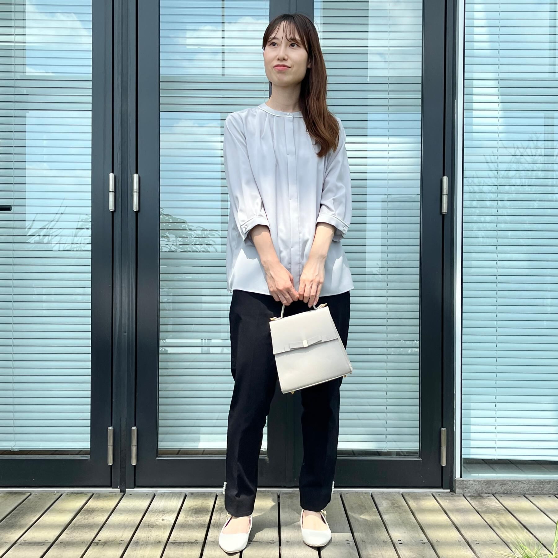 Couture broach「【6分袖・通勤】配色ジョーゼットブラウス」|シャツ・ブラウス|