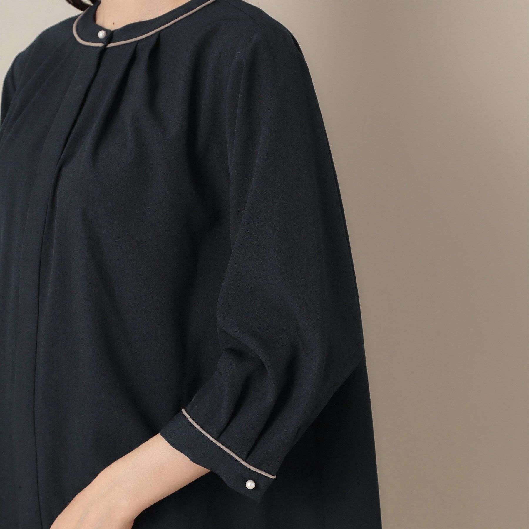 Couture broach「【6分袖・通勤】配色ジョーゼットブラウス」|シャツ・ブラウス|