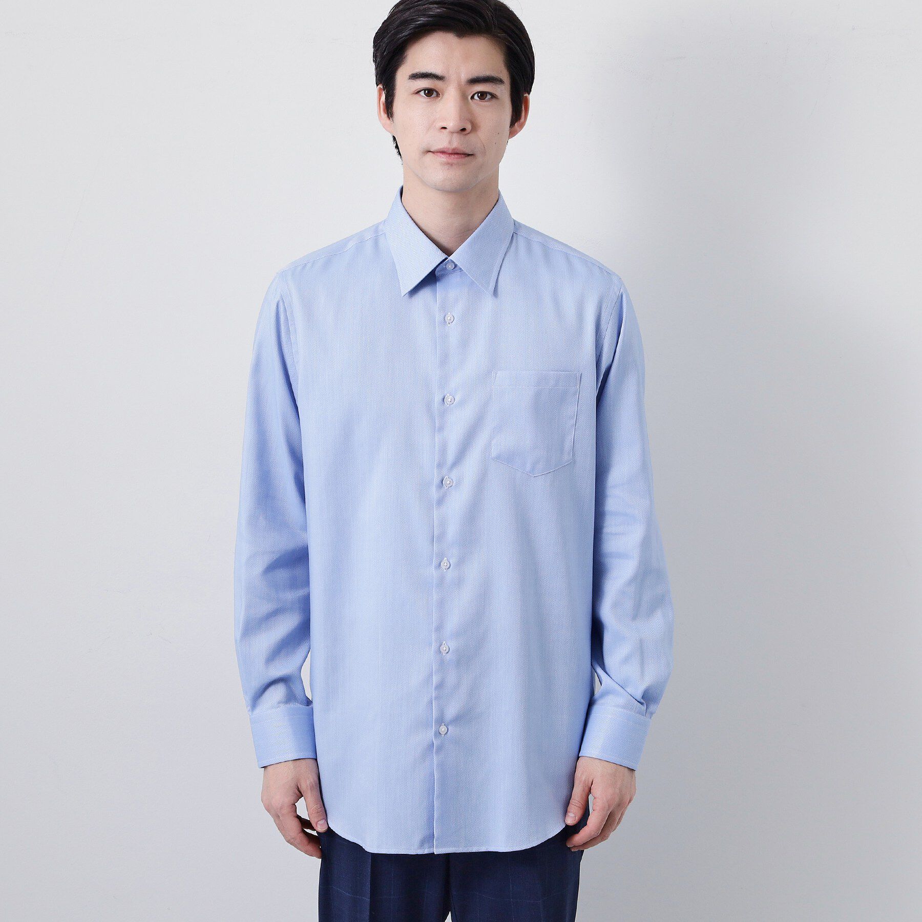 THE SHOP TK「【ビジネス/セレモニー】ドレスへリンボン長袖シャツ」|シャツ・ブラウス|