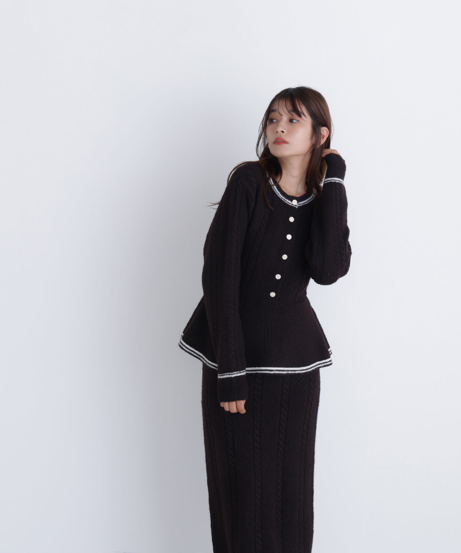  「ペプラムケーブルニットセットアップ」|ワンピース|