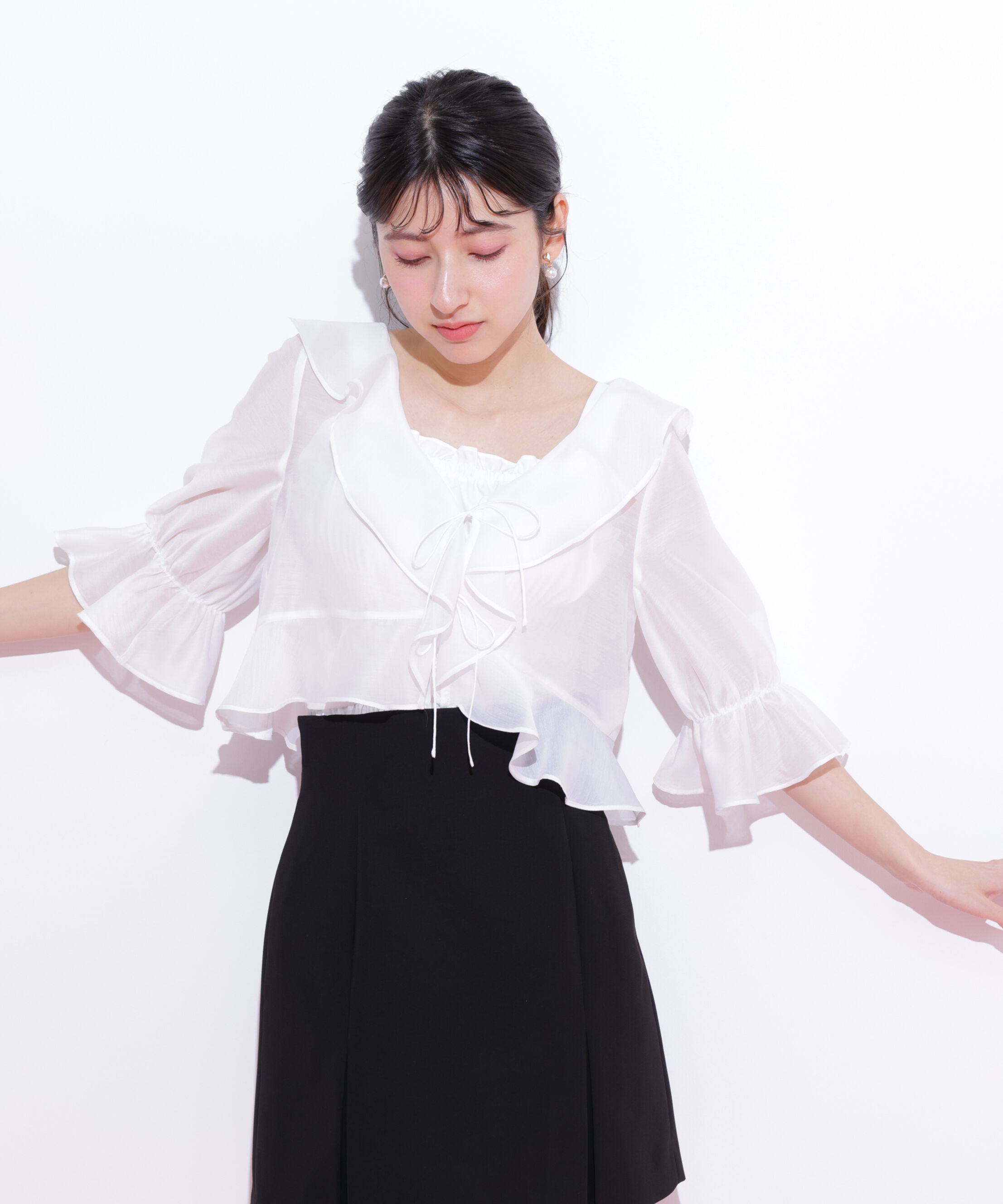  「ラッフルアンサンブルセットアップブラウス」|シャツ・ブラウス|