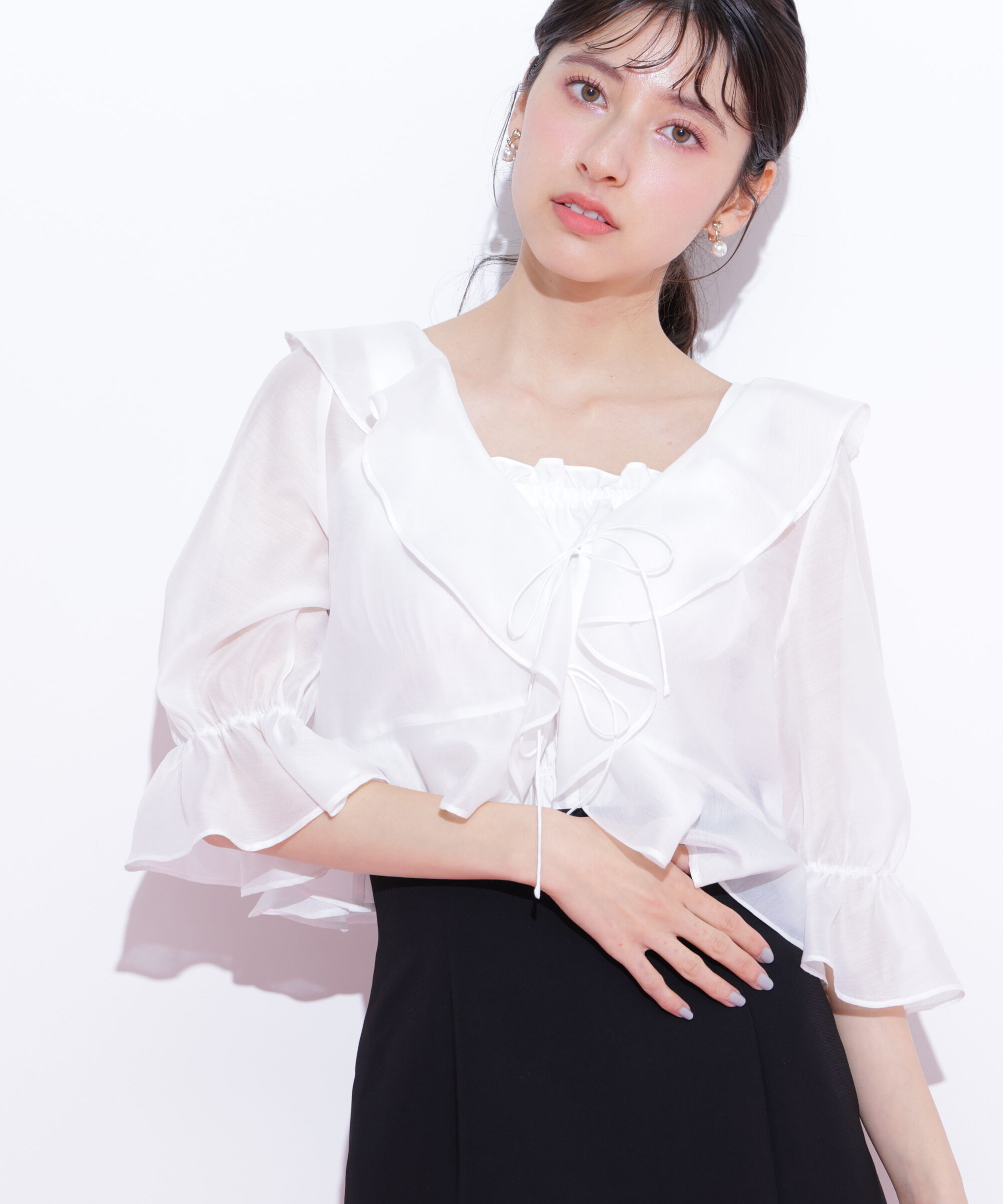  「ラッフルアンサンブルセットアップブラウス」|シャツ・ブラウス|