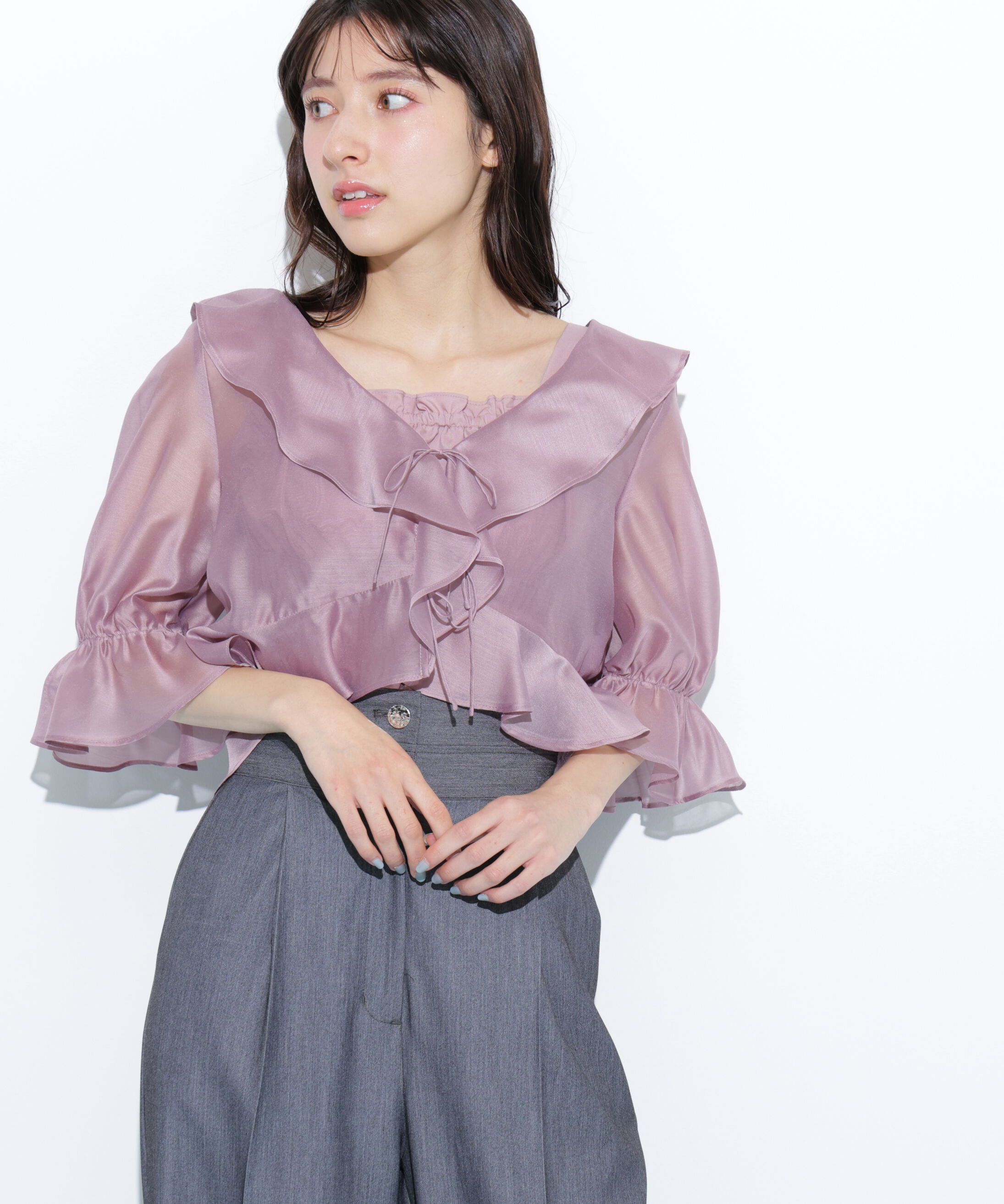  「ラッフルアンサンブルセットアップブラウス」|シャツ・ブラウス|