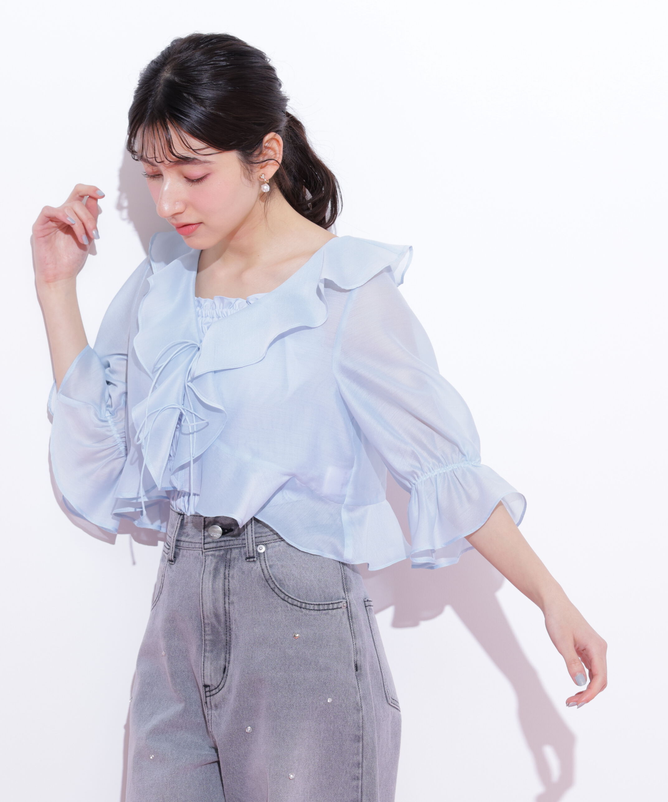  「ラッフルアンサンブルセットアップブラウス」|シャツ・ブラウス|