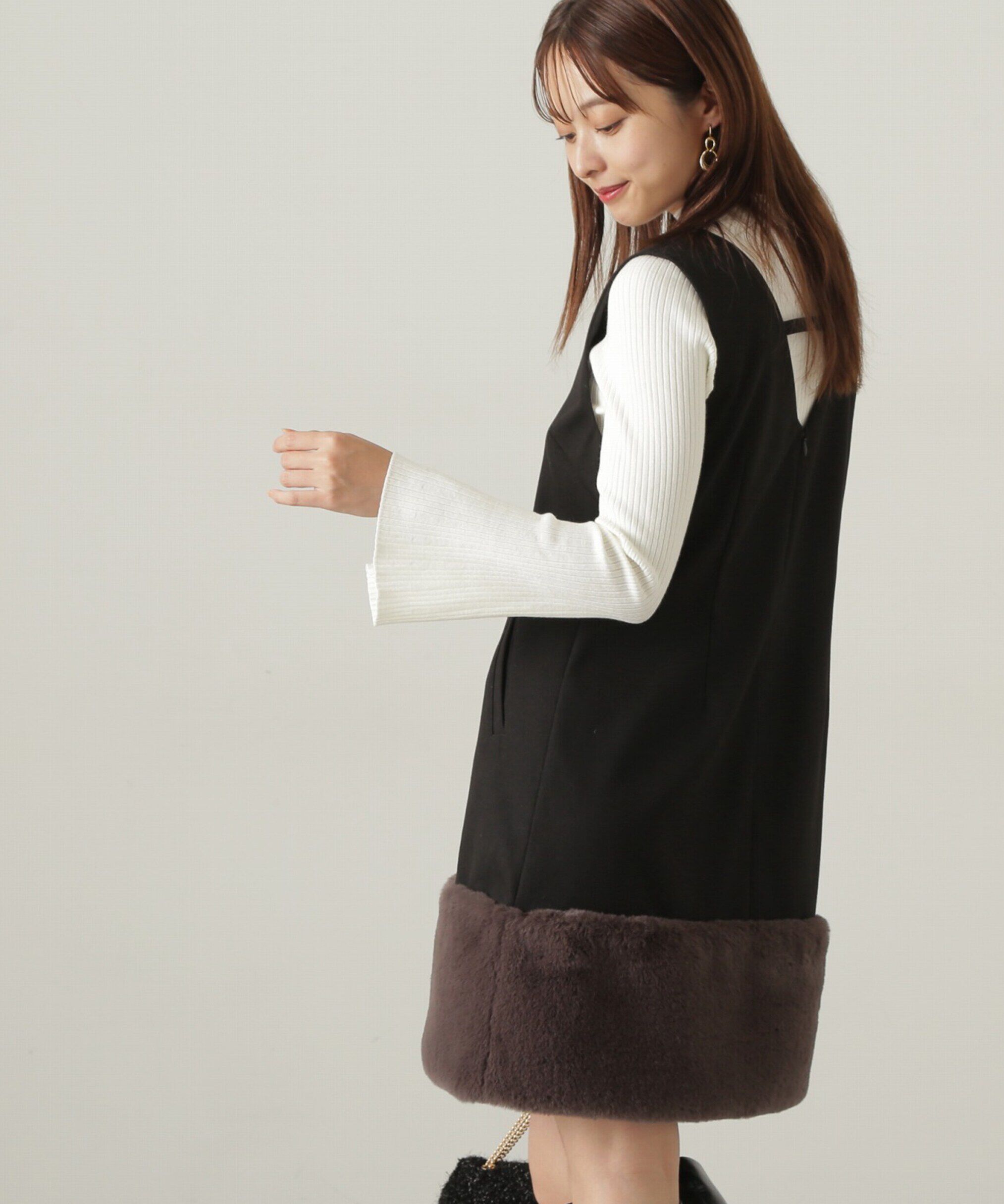 PROPORTION BODY DRESSING「パールボタンモックネックリブニット　24AW」|ニット・セーター|