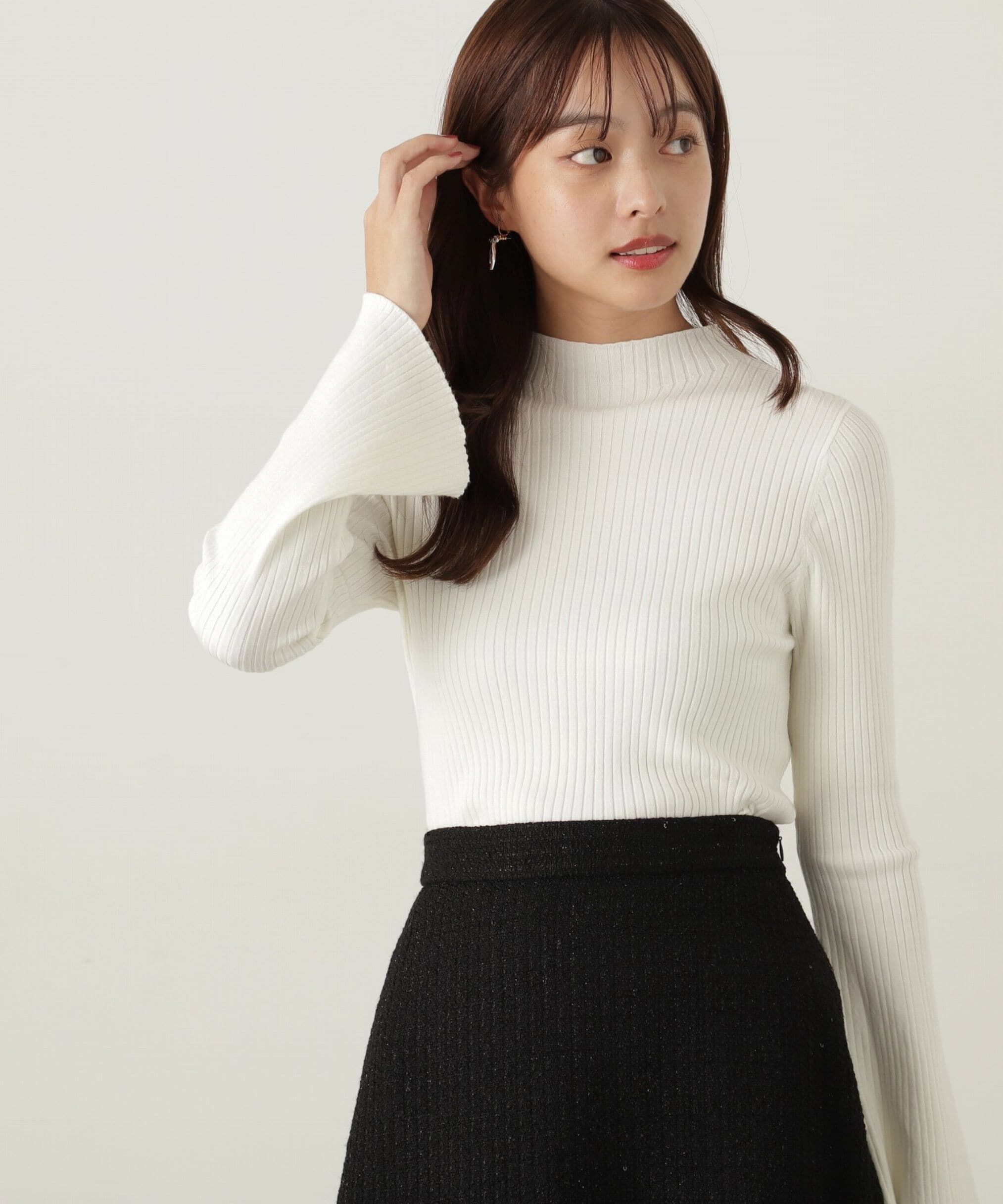 PROPORTION BODY DRESSING「パールボタンモックネックリブニット　24AW」|ニット・セーター|