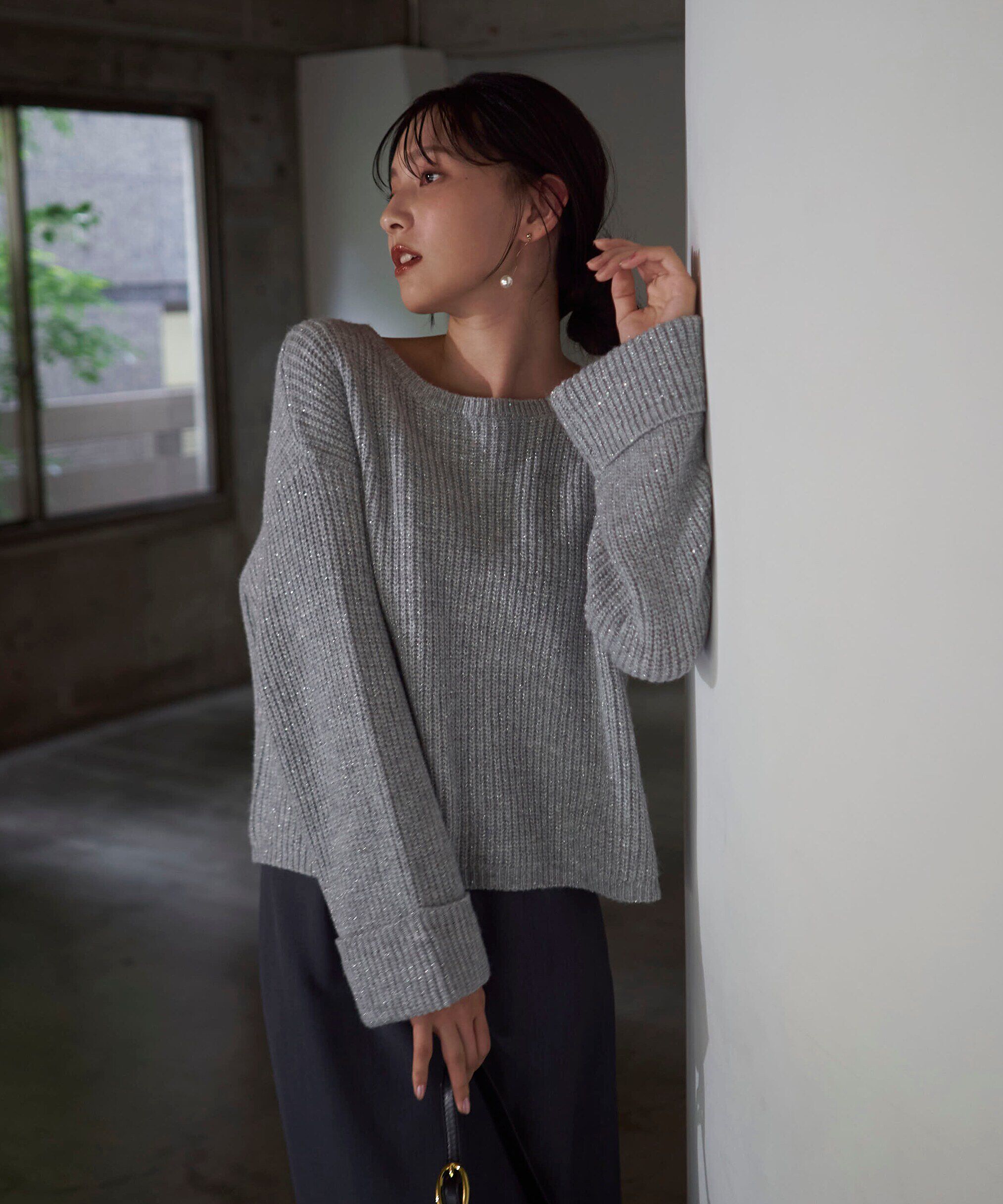 PROPORTION BODY DRESSING「スパンコール畦ニット WEB限定カラー：ブルー　24AW」|ニット・セーター|