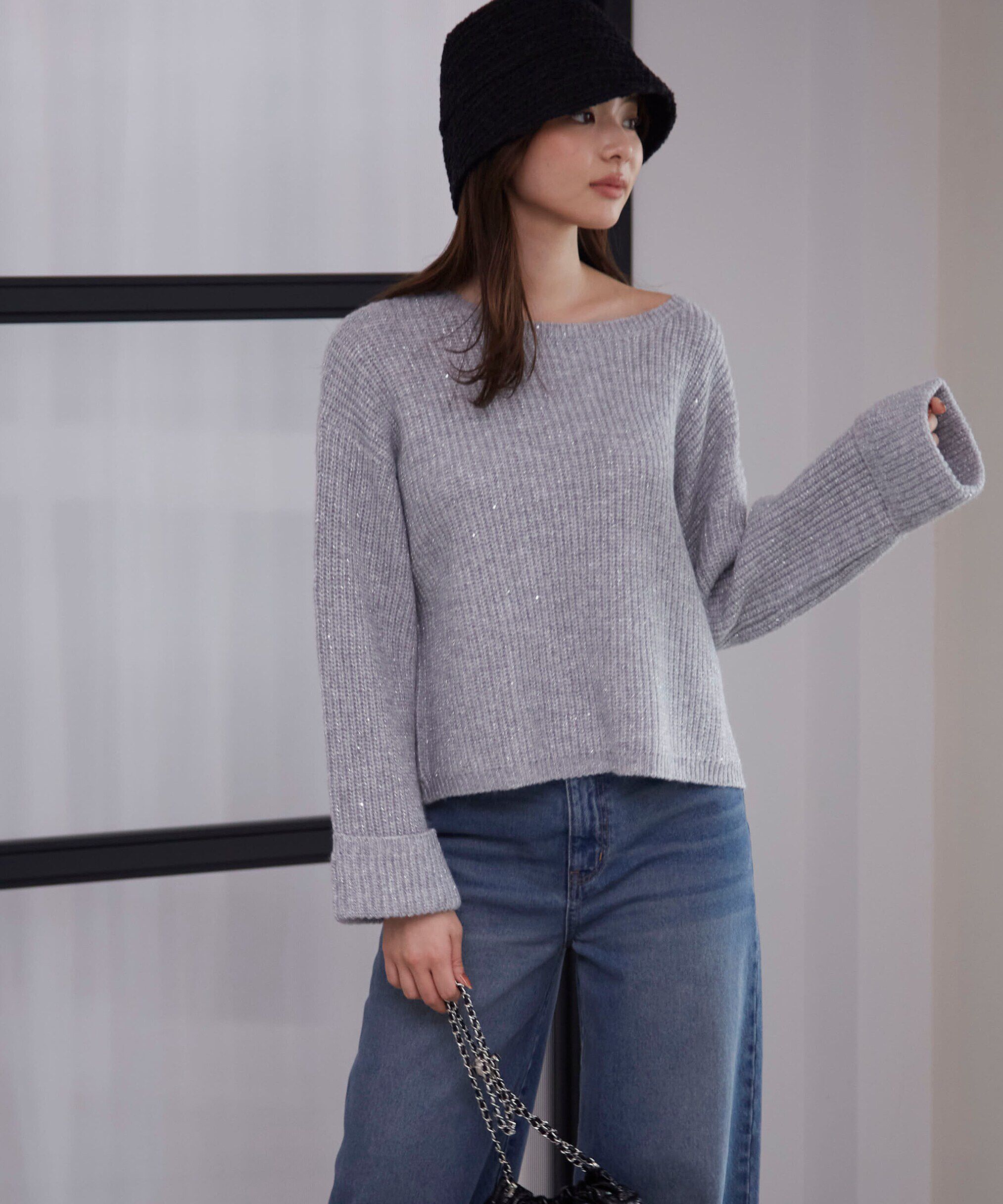 PROPORTION BODY DRESSING「スパンコール畦ニット WEB限定カラー：ブルー　24AW」|ニット・セーター|