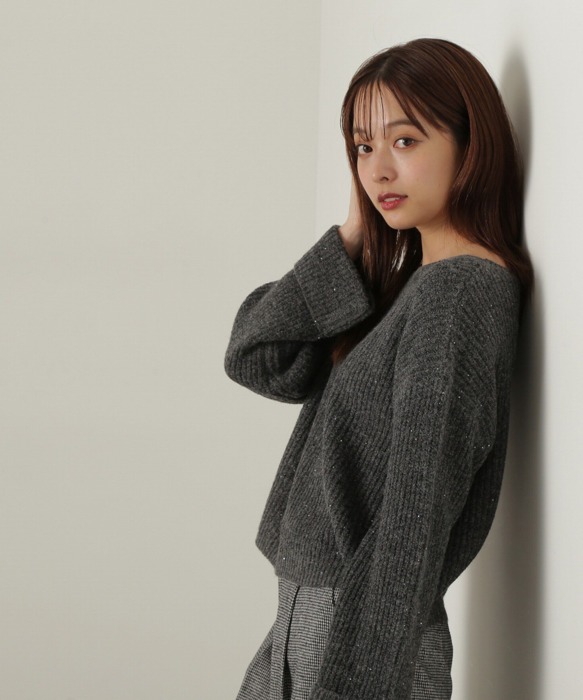 PROPORTION BODY DRESSING「スパンコール畦ニット WEB限定カラー：ブルー　24AW」|ニット・セーター|