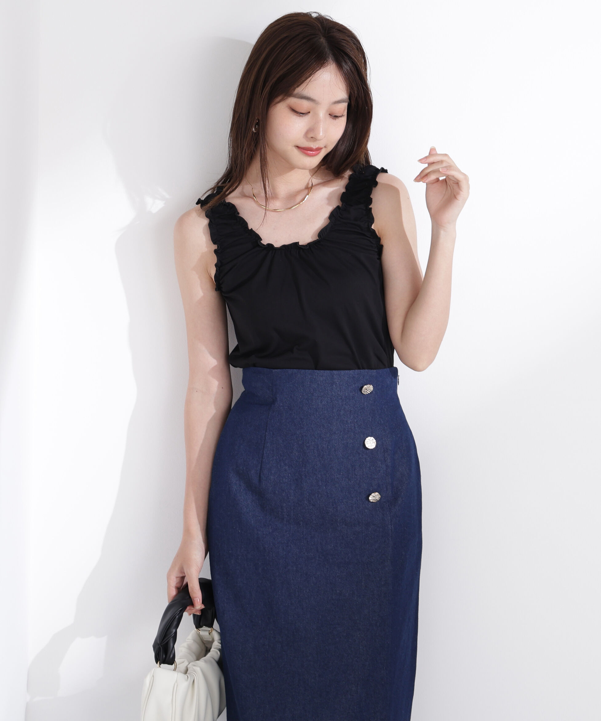 PROPORTION BODY DRESSING「ギャザータンク」|Tシャツ・カットソー|ブラック