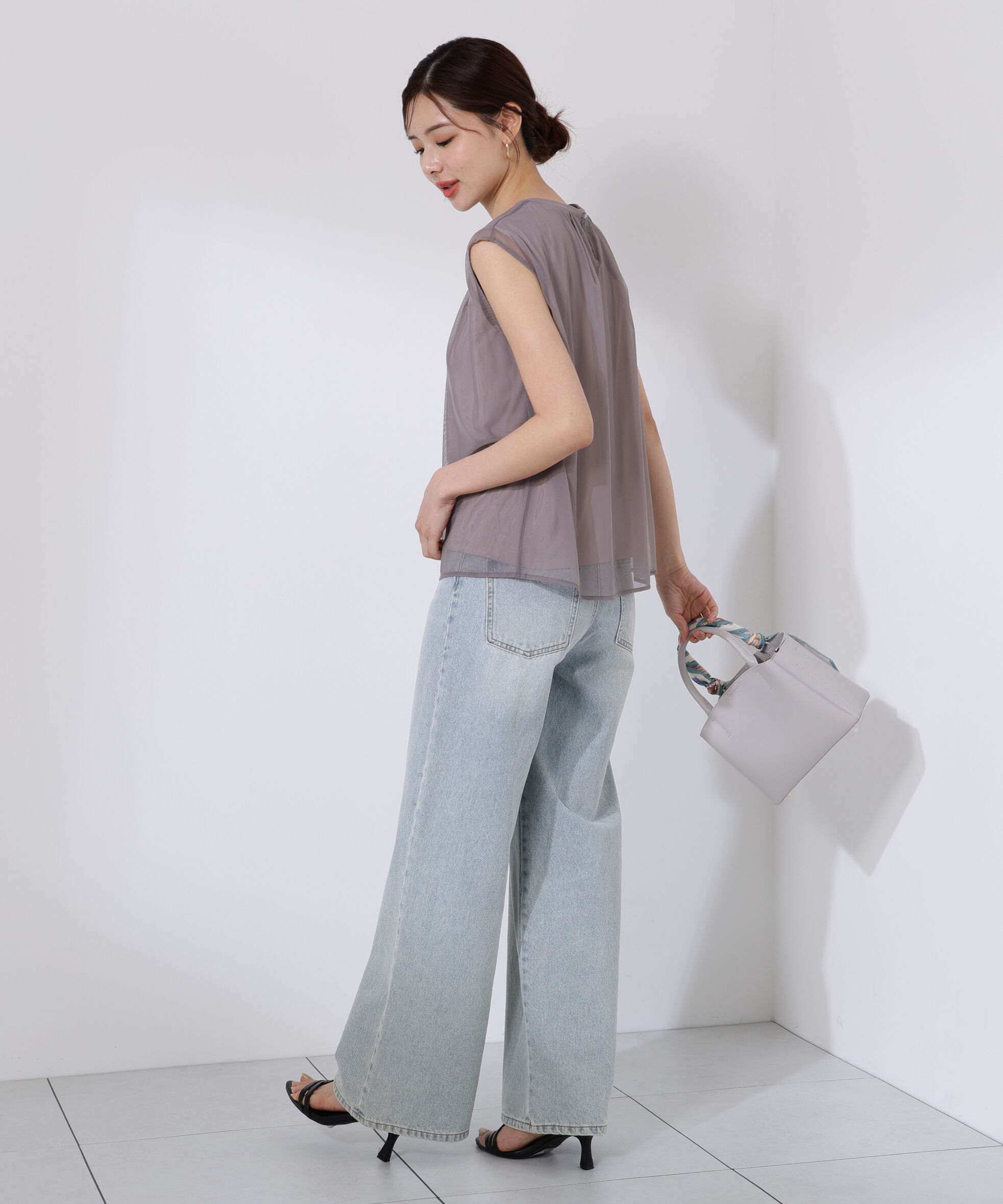 PROPORTION BODY DRESSING「タック入りチュールトップス」|Tシャツ・カットソー|