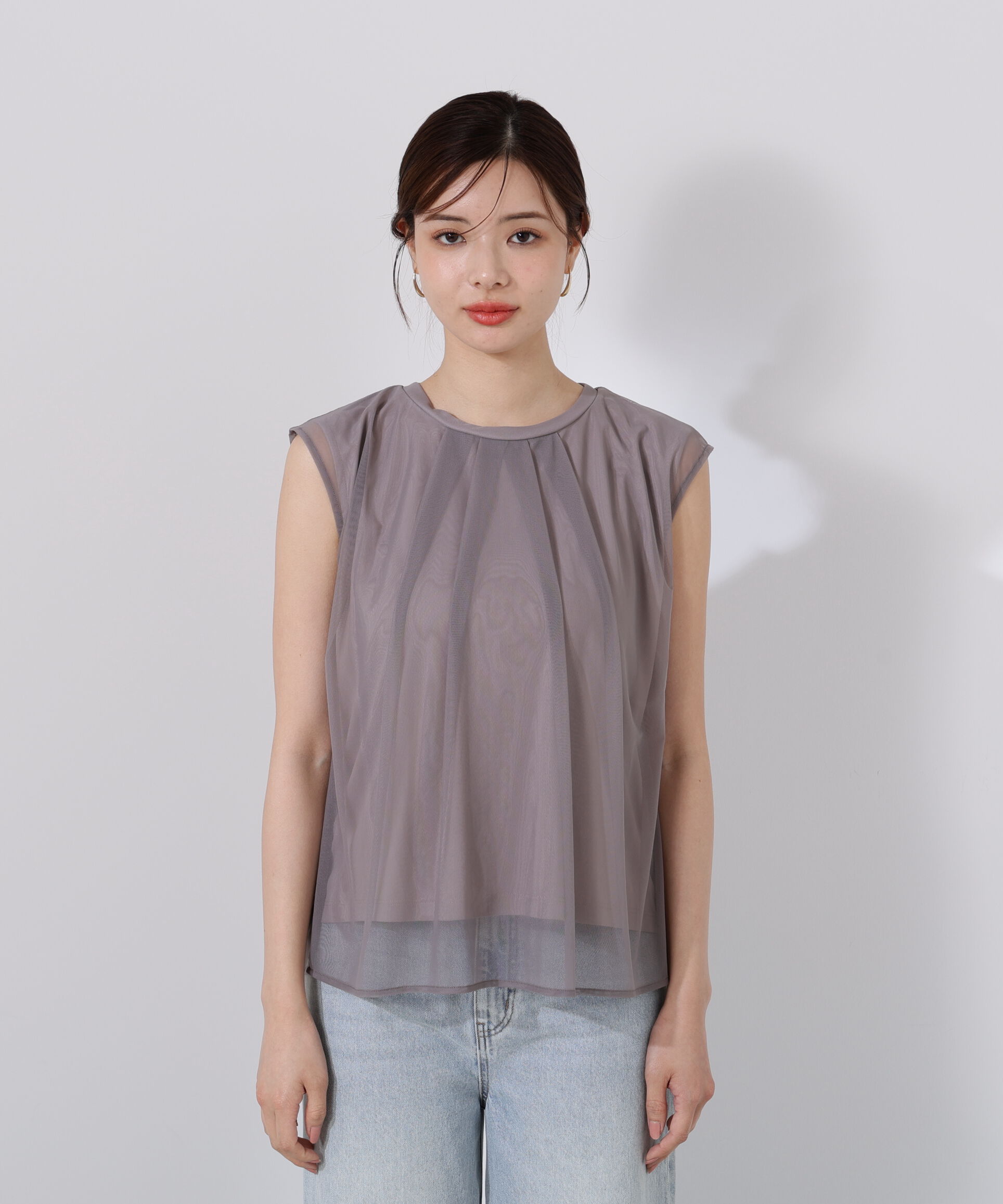 PROPORTION BODY DRESSING「タック入りチュールトップス」|Tシャツ・カットソー|