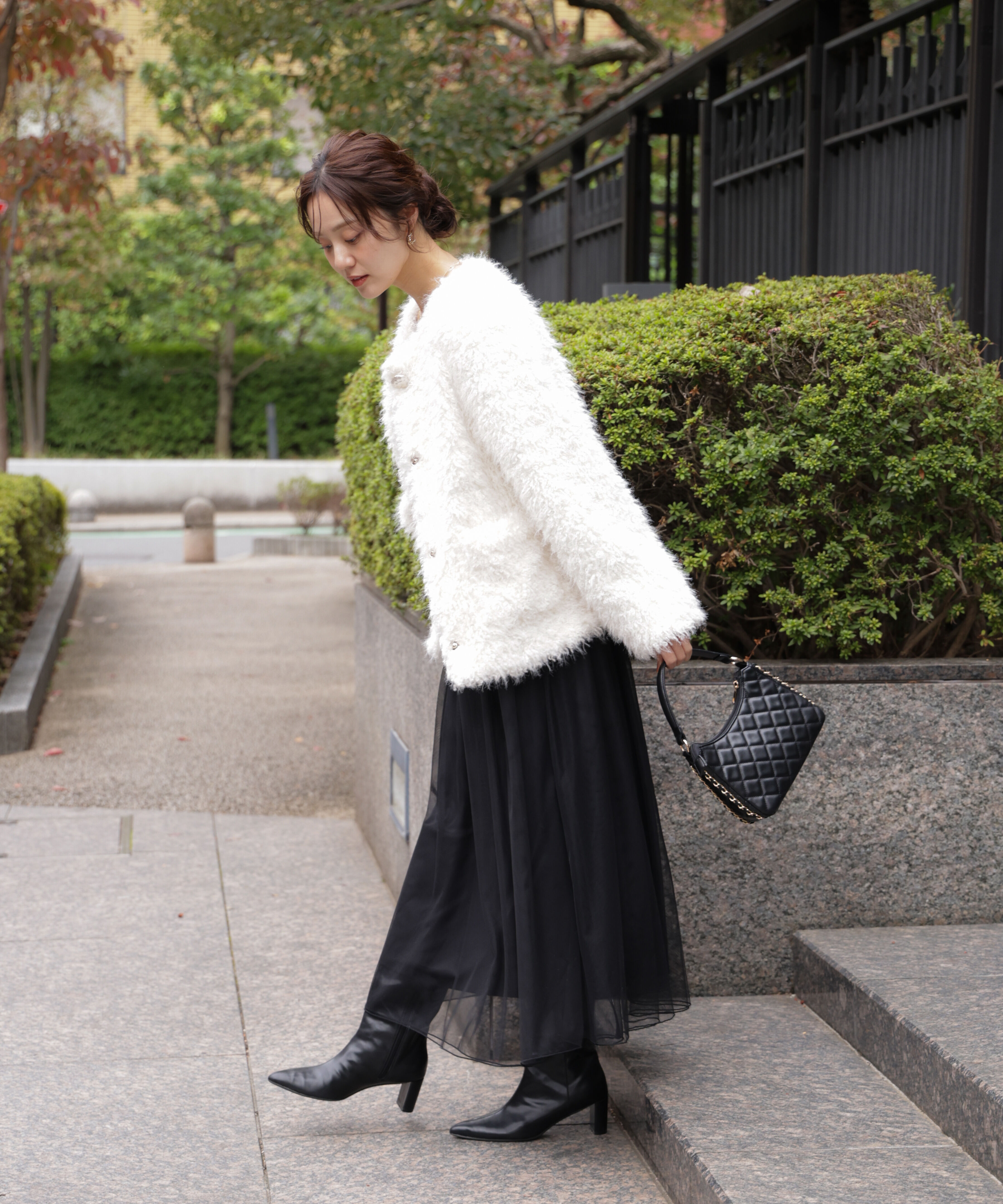 PROPORTION BODY DRESSING「《EDIT COLOGNE》チュールドッキングニットワンピース」|ワンピース|