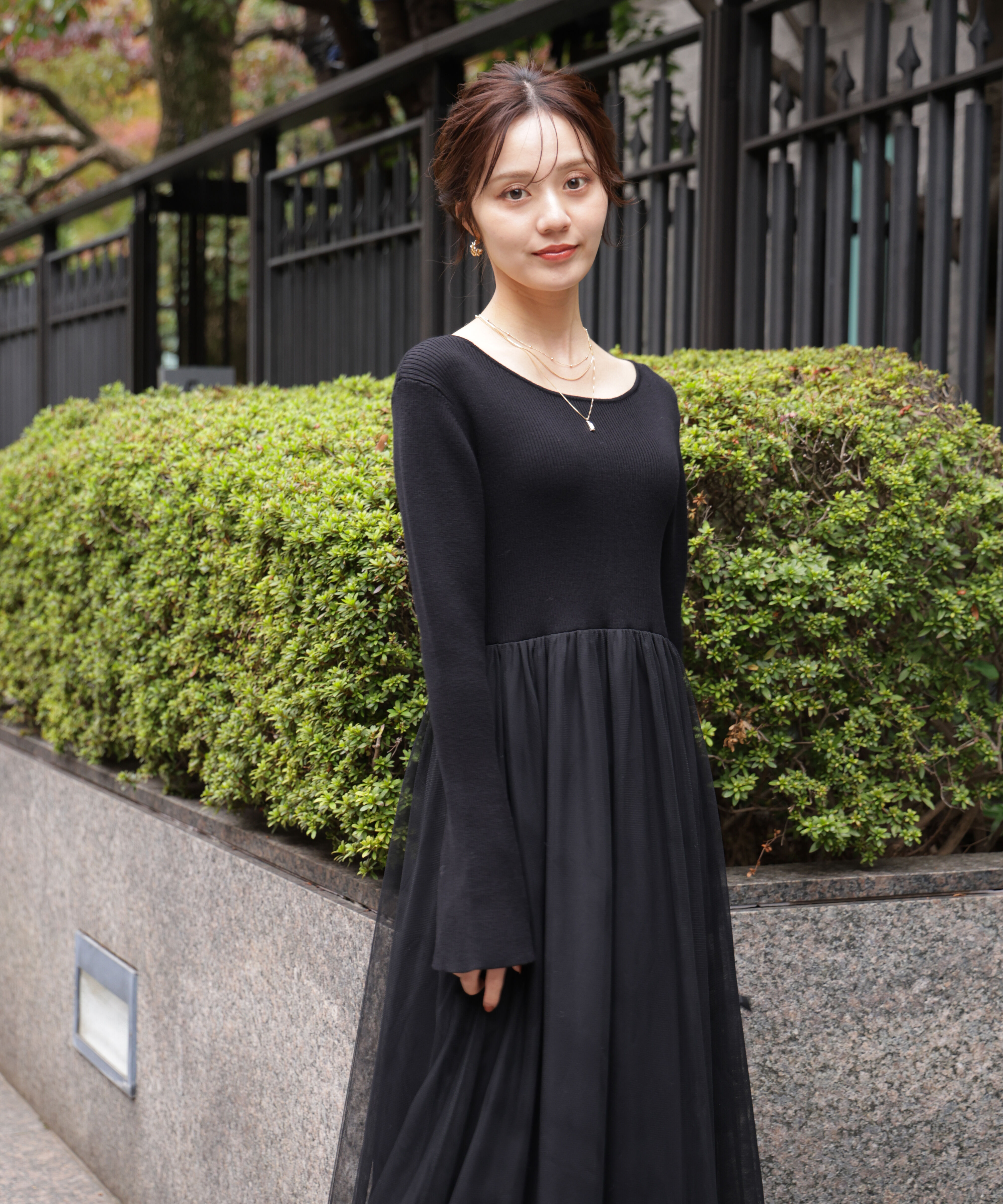 PROPORTION BODY DRESSING「《EDIT COLOGNE》チュールドッキングニットワンピース」|ワンピース|