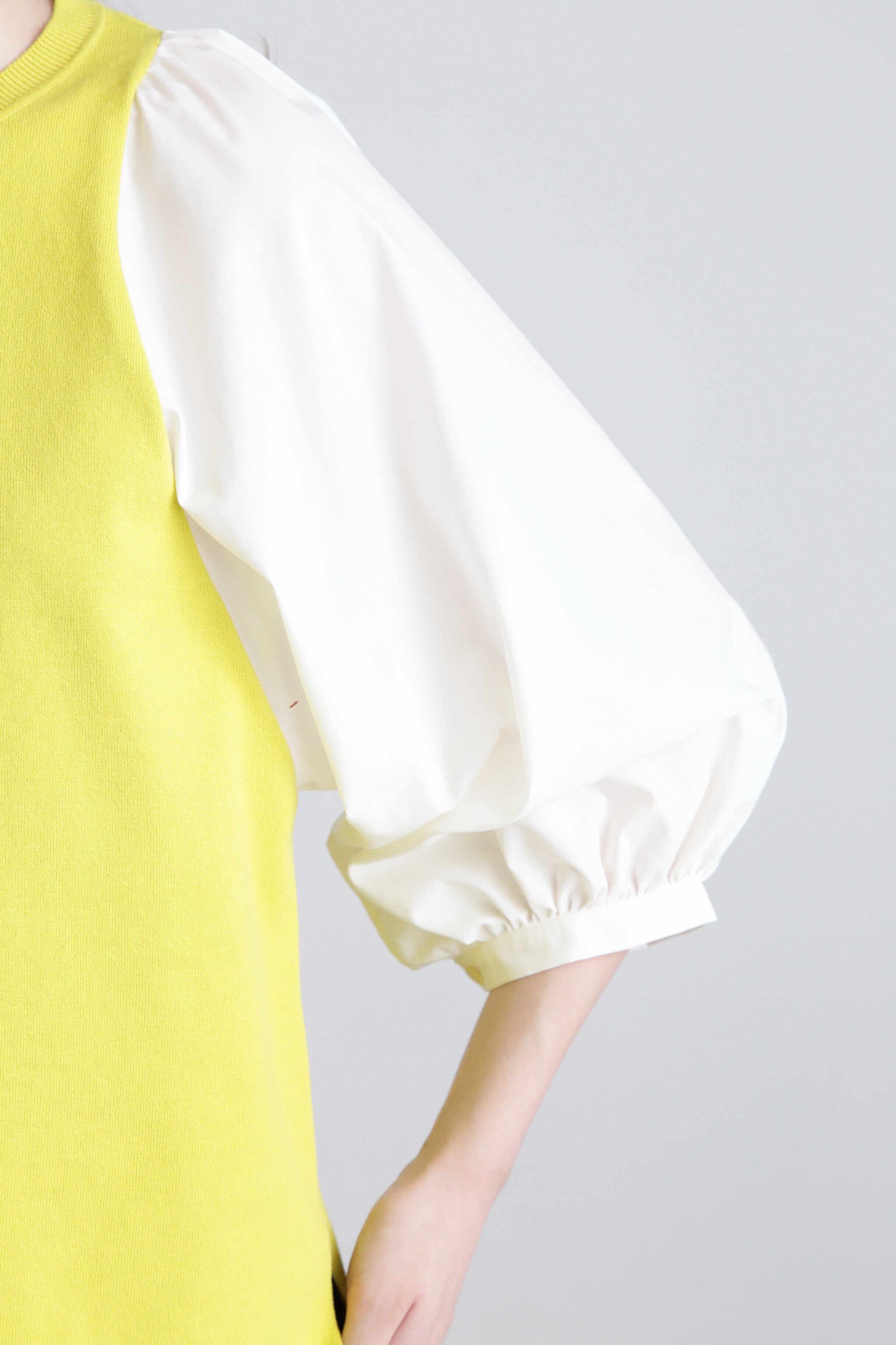  「◆ボリュームスリーブコンビ ニットプルオーバー」|ニット・セーター|