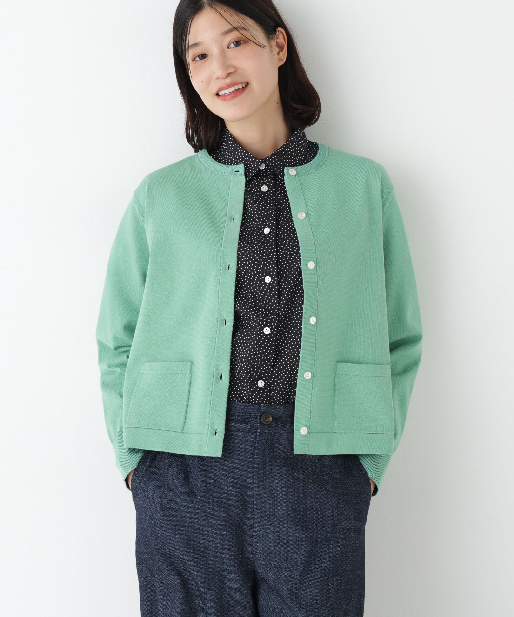  「◆オーガニックコットン混プレーティングライン入カーディガン」|ニット・セーター|グリーンゾッ