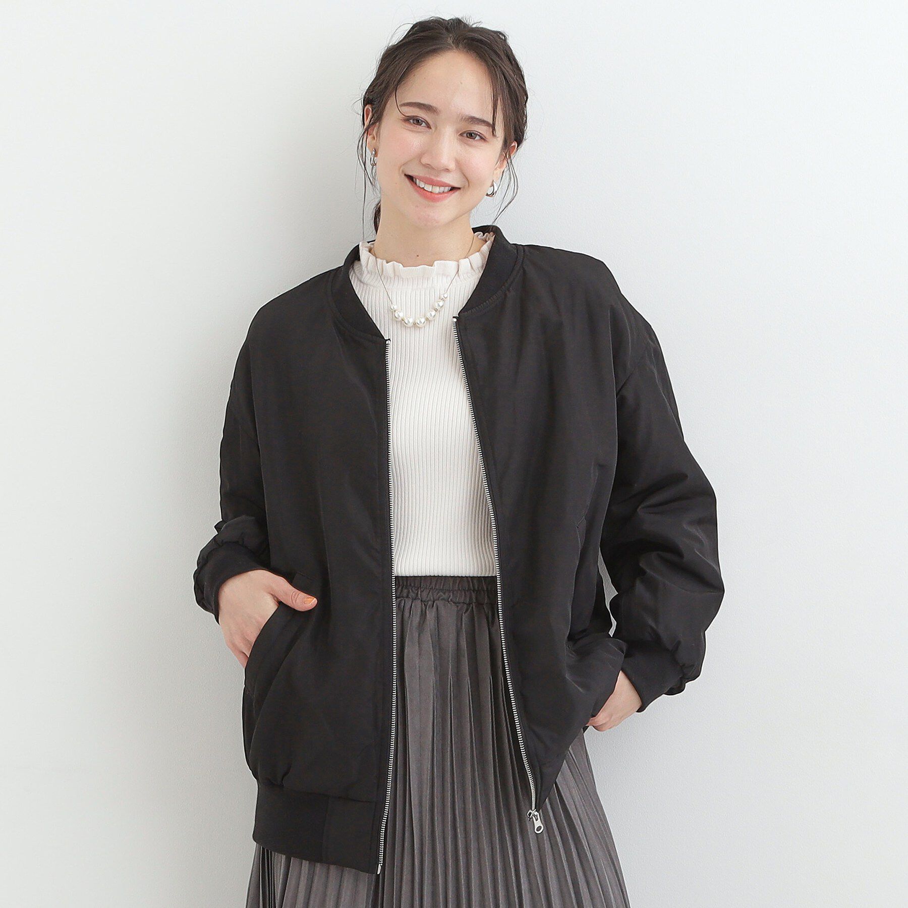 SHOO･LA･RUE「【S-LL】大人も取り入れやすい BIGシルエット MA－1ブルゾン」|ブルゾン・スタジャン|