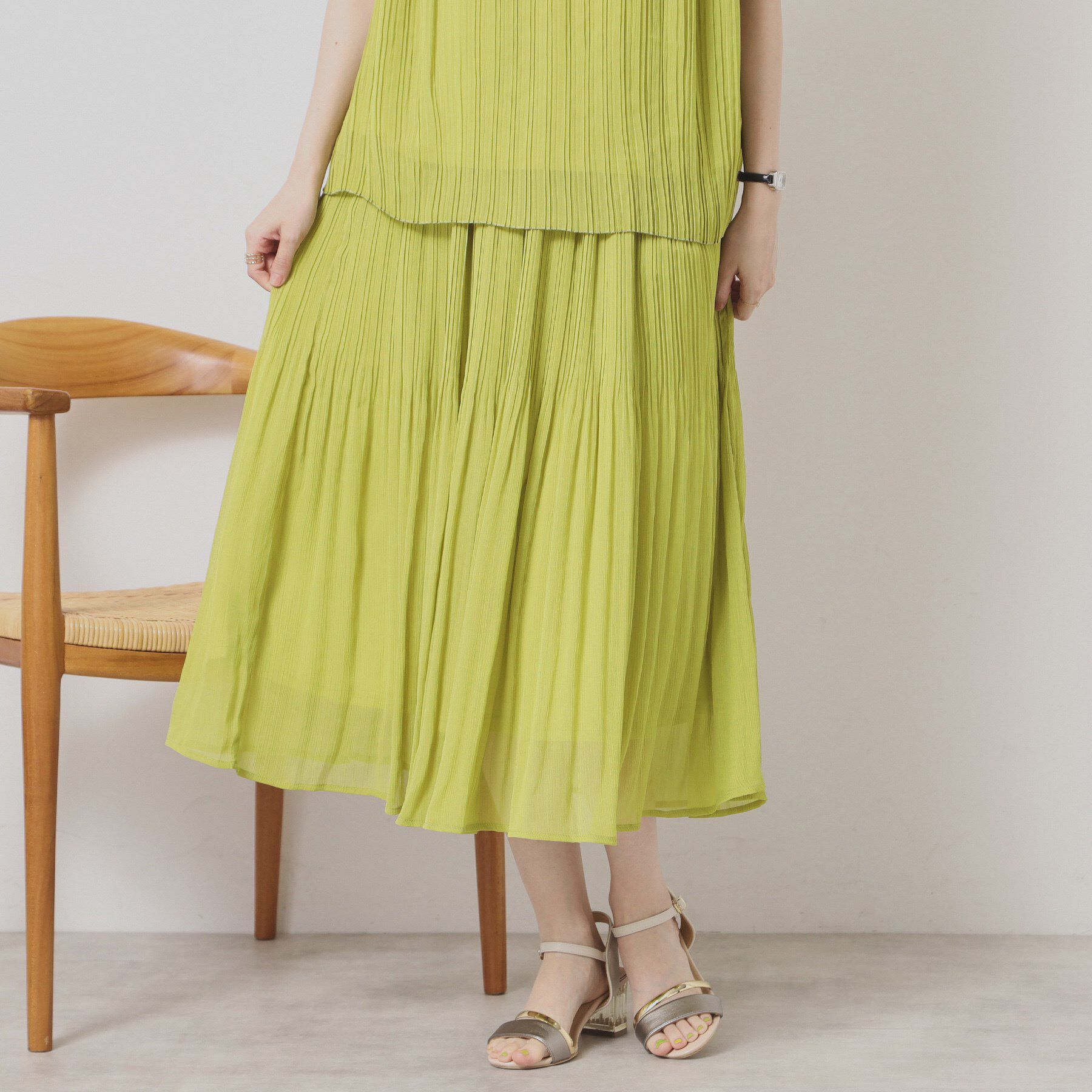 ITS&rsquo;DEMO「【手洗い可／ウエストゴム】楊柳プリーツスカート」|スカート|