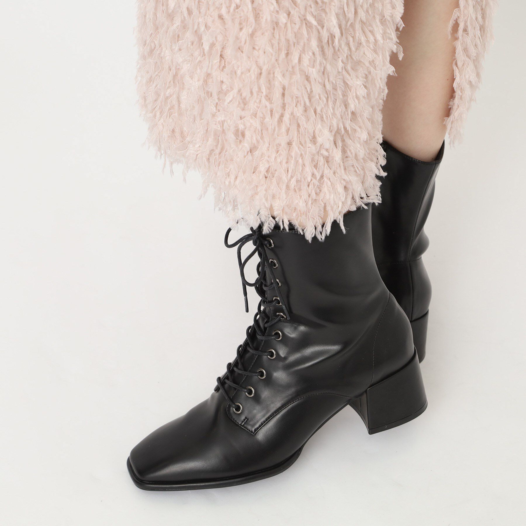 ESPERANZA「レースアップミドルヒールブーツ」|ショートブーツ|