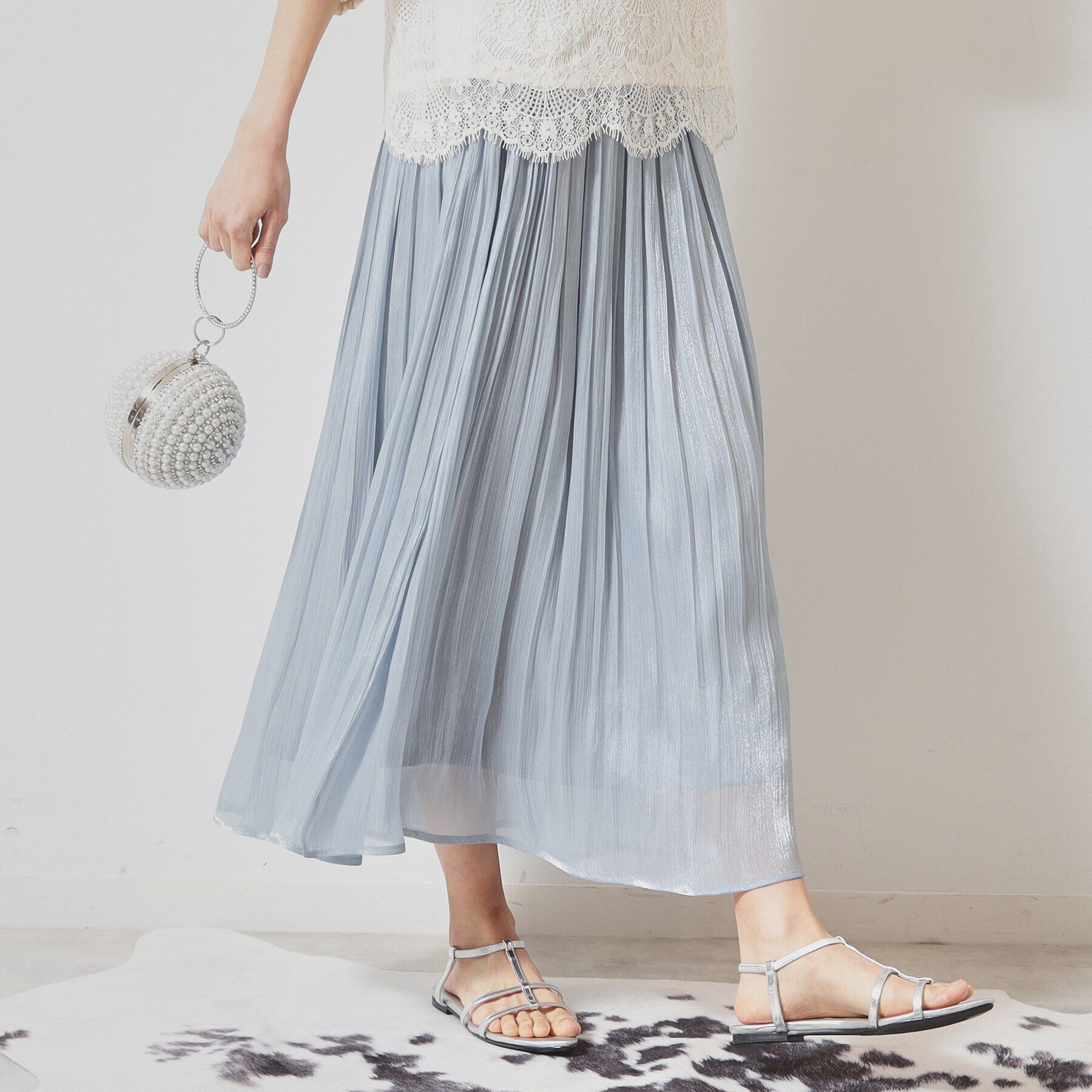 SunaUna「【春色／ウエストゴム】ロングプリーツスカート」|スカート|