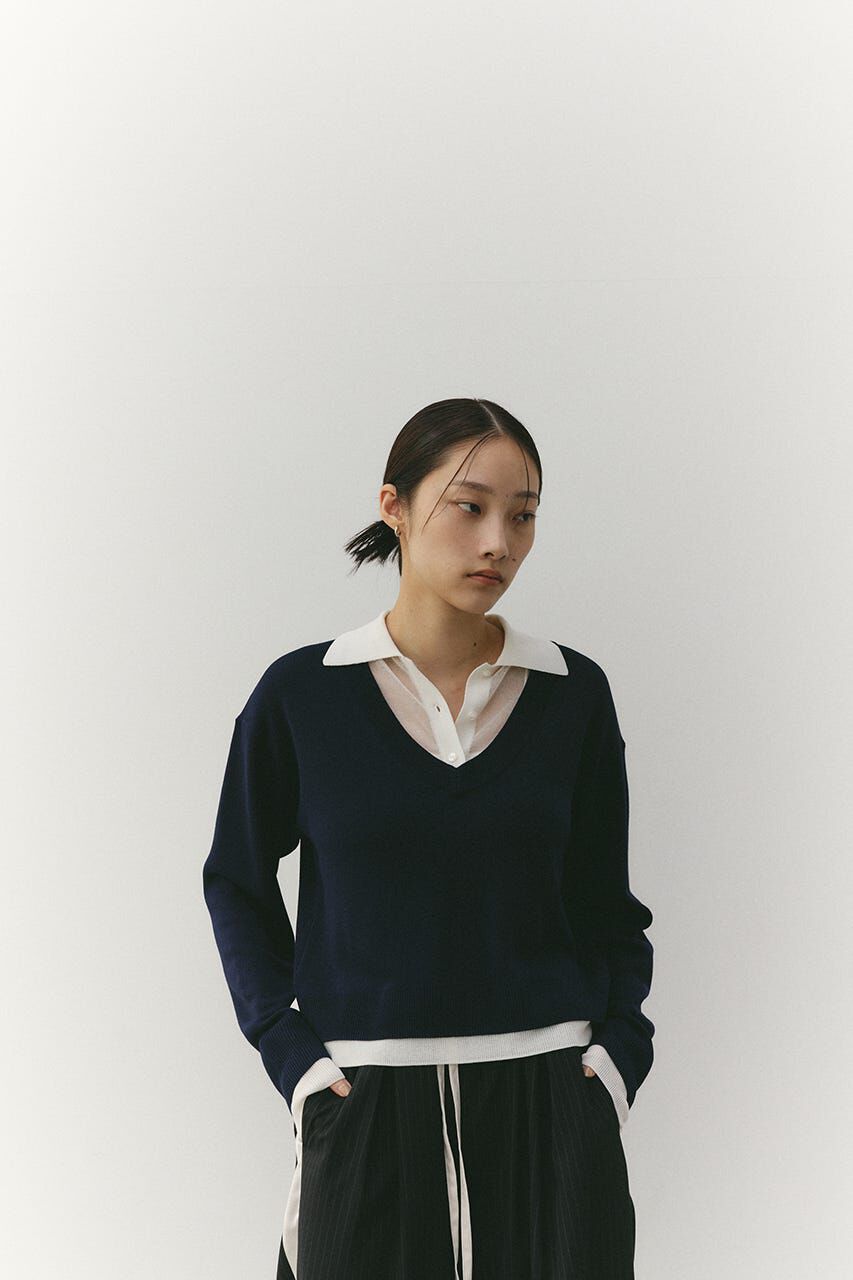 STYLEMIXER「レイヤードポロニットトップ」|ニット・セーター|