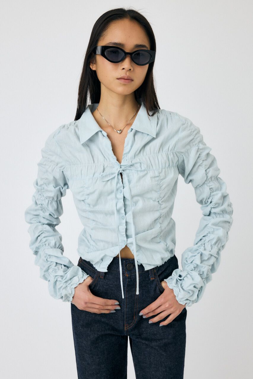 MOUSSY「FRONT TIE SHIRRING シャツ」|シャツ・ブラウス|