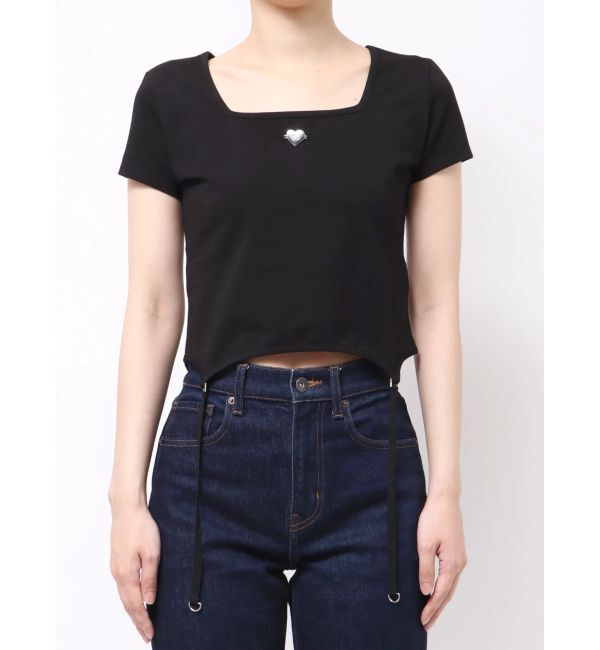 EMODA「スクエアネックギャザートップ」|Tシャツ・カットソー|ブラック