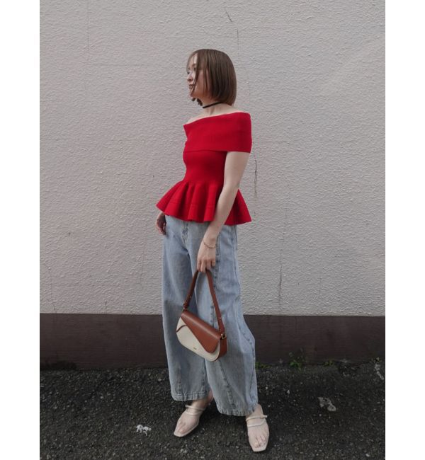 LAGUNAMOON「ペプラムオフショルニットプルオーバー」|ニット・セーター|