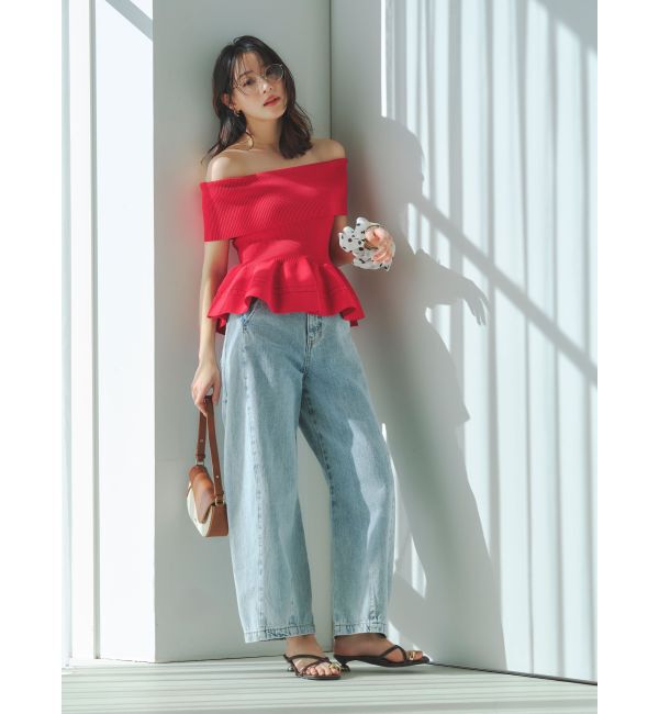 LAGUNAMOON「ペプラムオフショルニットプルオーバー」|ニット・セーター|