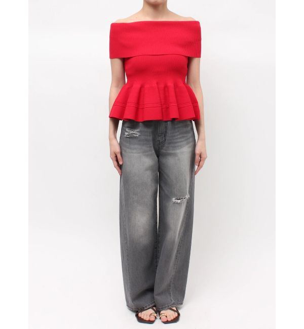 LAGUNAMOON「ペプラムオフショルニットプルオーバー」|ニット・セーター|