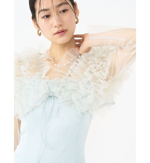 LAGUNAMOON「LADYチュールボレロキャミワンピース」|ドレス|ライトグリーン