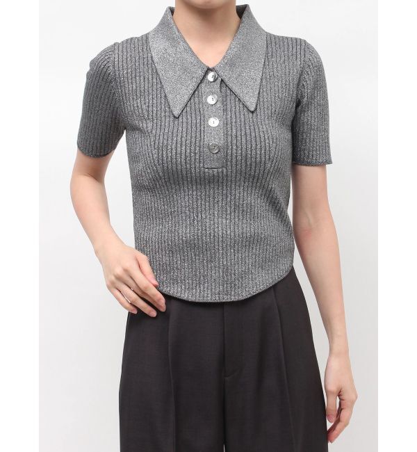 LAGUNAMOON「カラーネックラインニットプルオーバー」|ニット・セーター|グレー