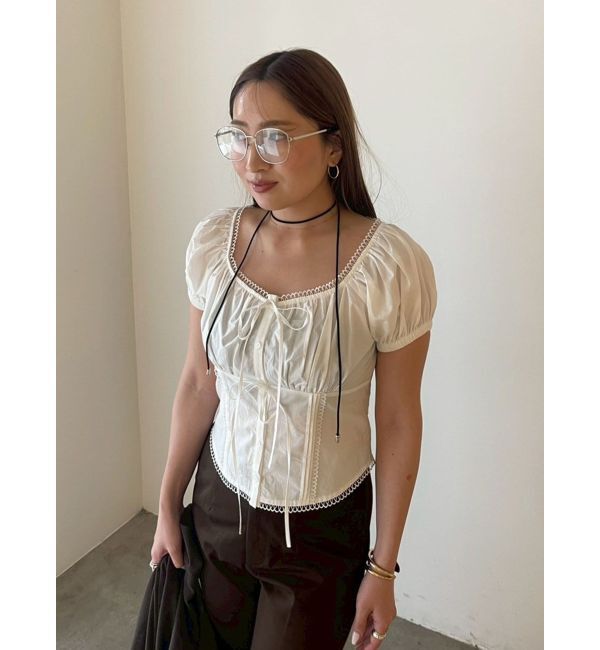 LAGUNAMOON「トリミングレースデザインブラウス」|シャツ・ブラウス|ホワイト