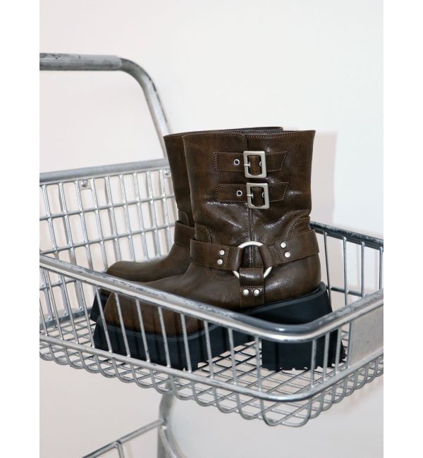 jouetie「プラットフォームショートエンジニアブーツ」|ショートブーツ|ブラウン