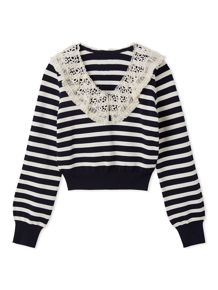 LILY BROWN「レースカラーニットトップス」|ニット・セーター|