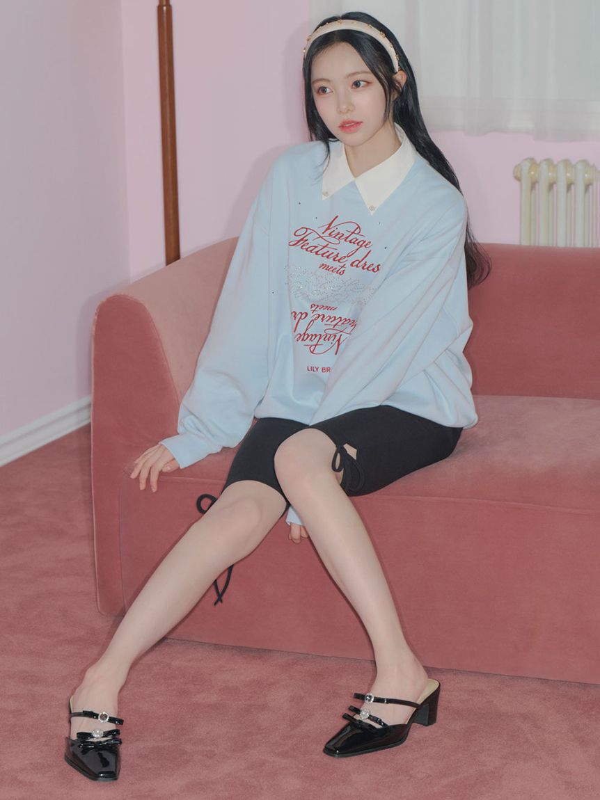 LILY BROWN「【LILY BROWN&times;Hearts2Hearts】コラボレーションビジューロゴスウェット」|スウェット・ジャージ|