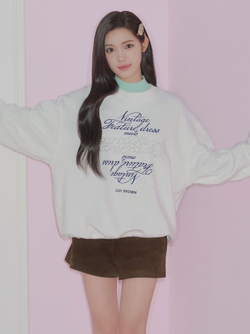 LILY BROWN「【LILY BROWN&times;Hearts2Hearts】コラボレーションビジューロゴスウェット」|スウェット・ジャージ|