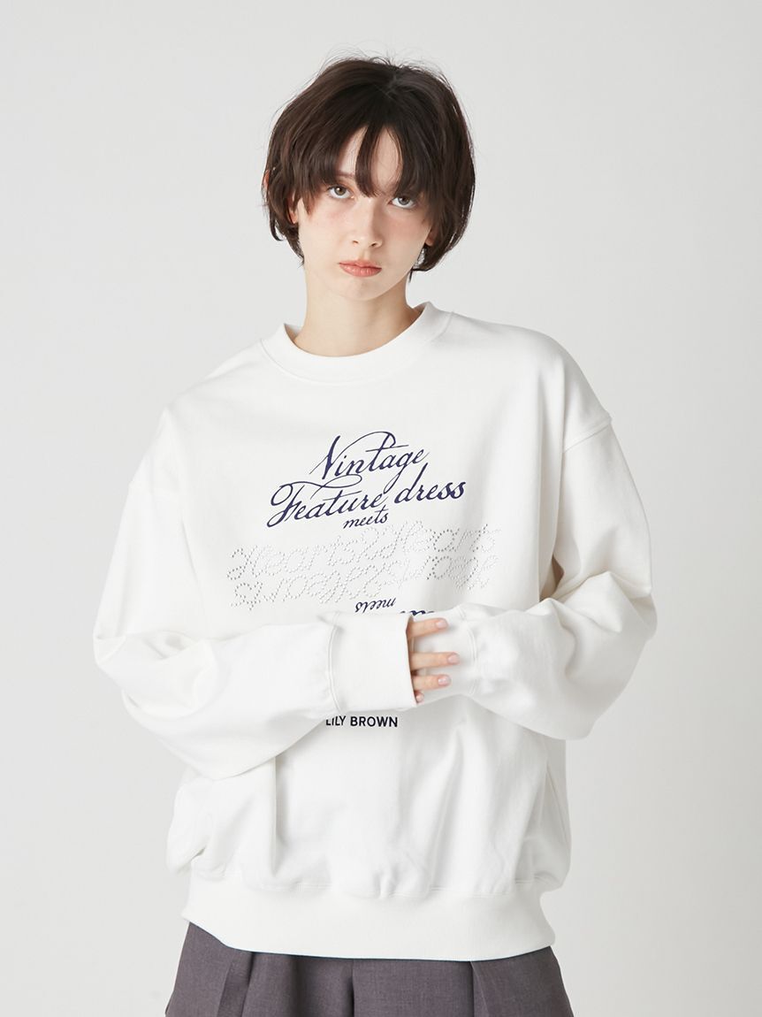 LILY BROWN「【LILY BROWN&times;Hearts2Hearts】コラボレーションビジューロゴスウェット」|スウェット・ジャージ|