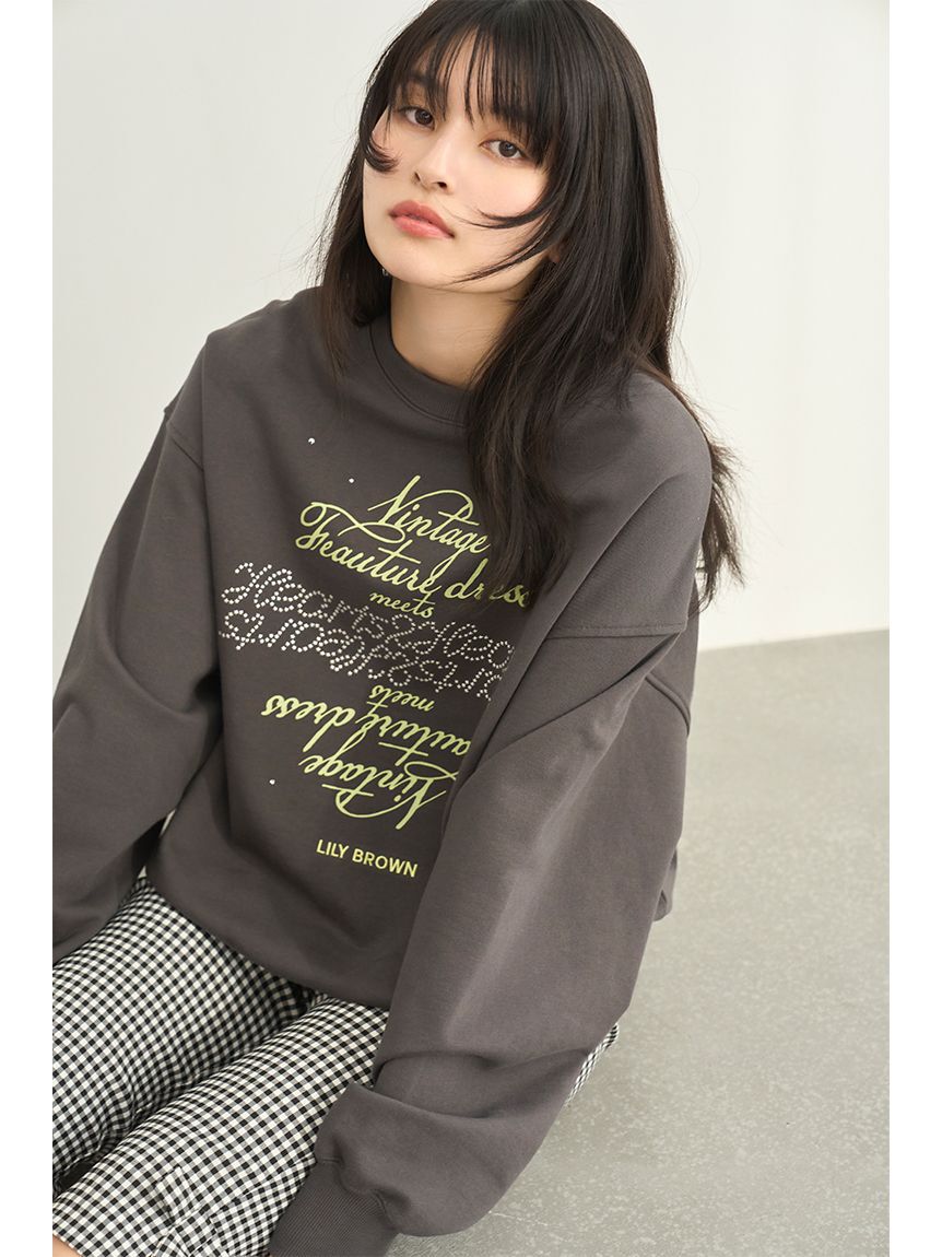 LILY BROWN「【LILY BROWN&times;Hearts2Hearts】コラボレーションビジューロゴスウェット」|スウェット・ジャージ|