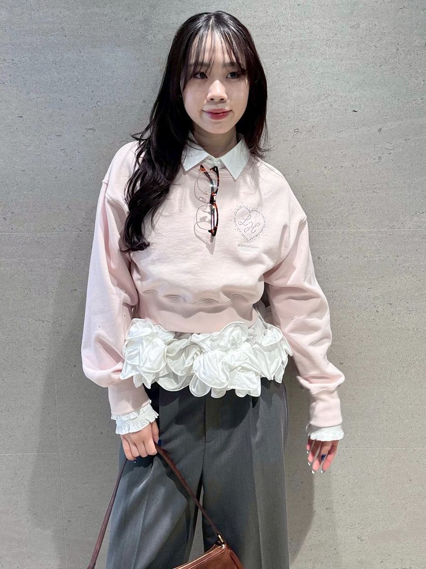 LILY BROWN「【LILY BROWN&times;Hearts2Hearts】コラボレーションビジューロゴスウェット」|スウェット・ジャージ|