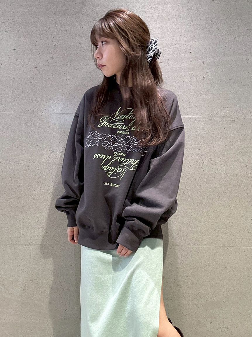 LILY BROWN「【LILY BROWN&times;Hearts2Hearts】コラボレーションビジューロゴスウェット」|スウェット・ジャージ|
