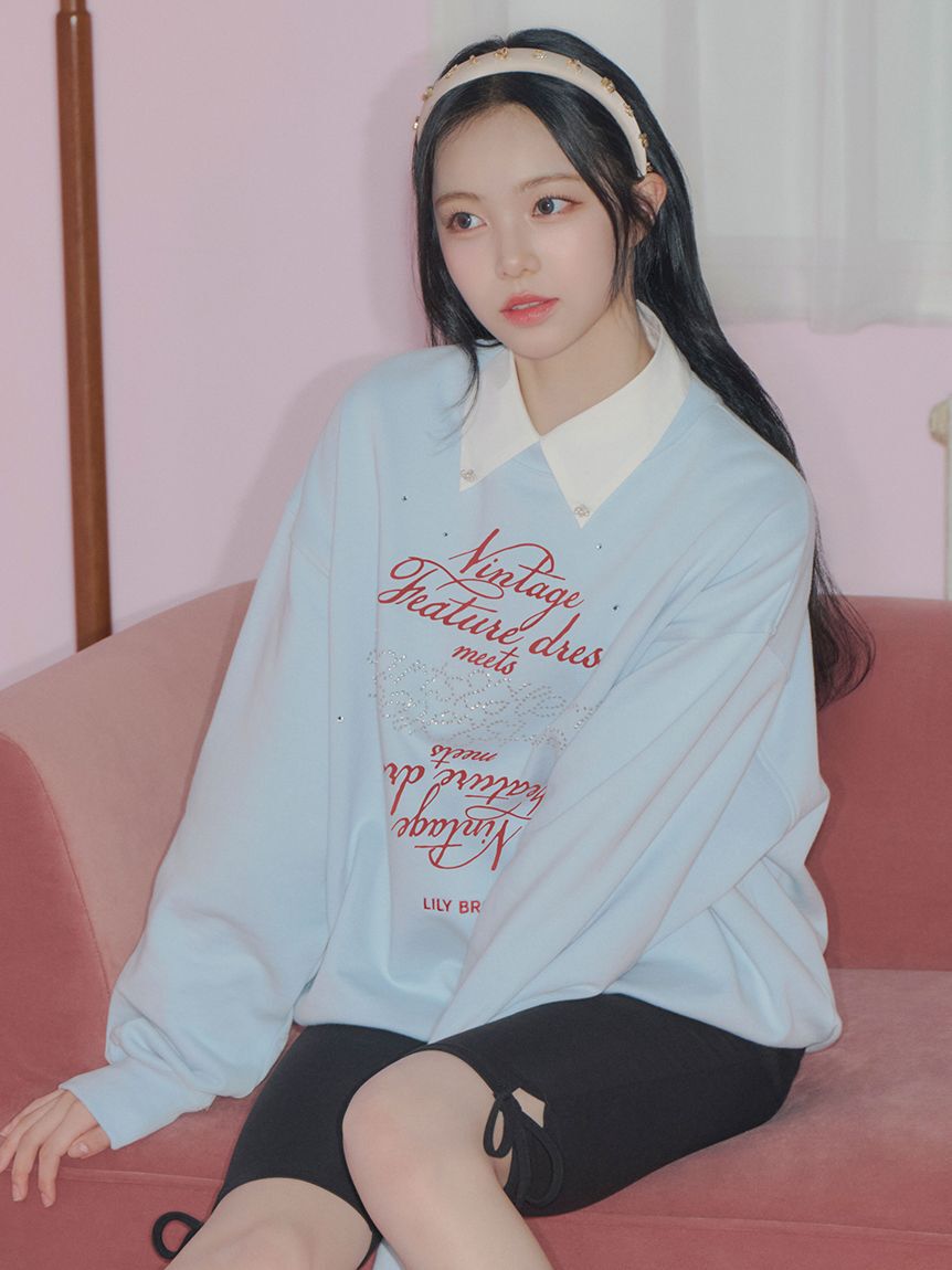 LILY BROWN「【LILY BROWN&times;Hearts2Hearts】コラボレーションビジューロゴスウェット」|スウェット・ジャージ|