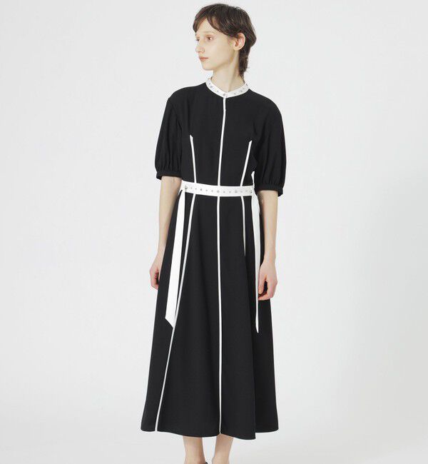  「【手洗い可】RAMPONIバイカラーワンピース」|ワンピース|ブラック