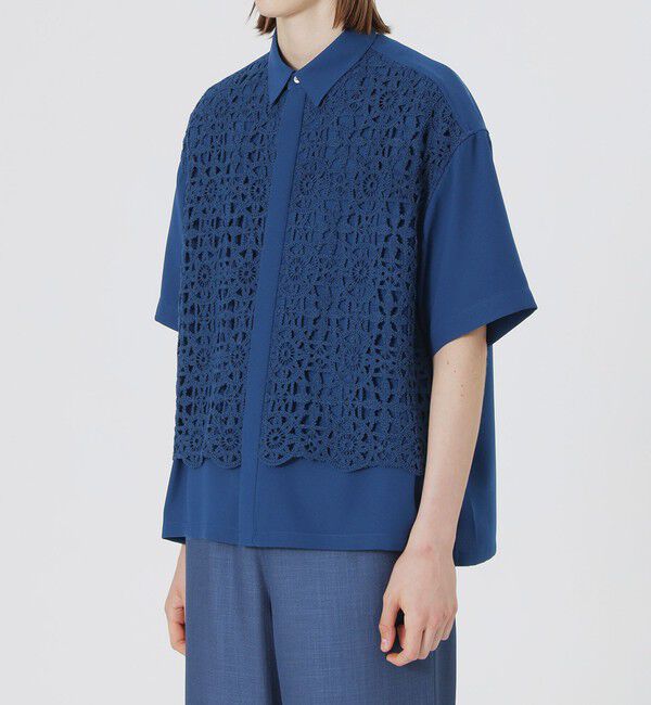  「レースコンビショートスリーブシャツ」|シャツ・ブラウス|