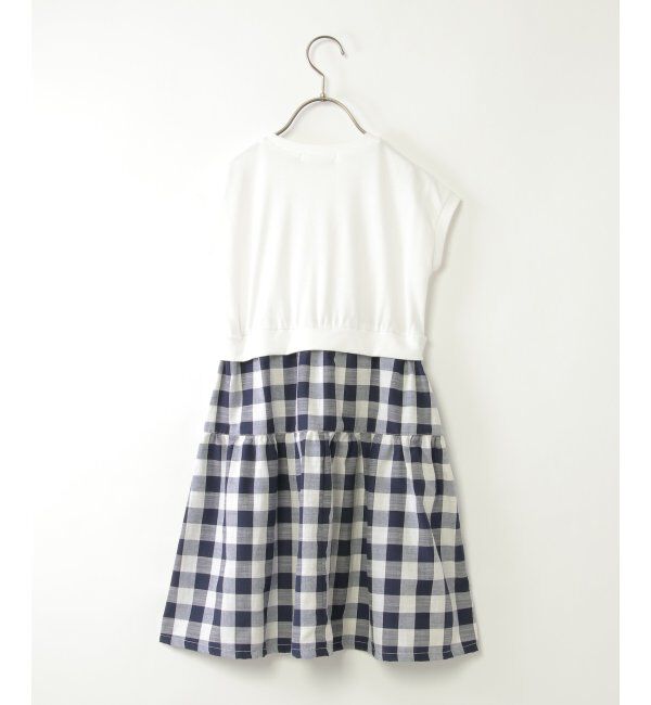 ikka kids「ブロックチェックドッキングワンピース（120~160cm）」|スカート|