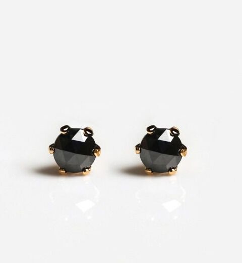  「一石 ブラックダイヤモンド 0.2ct ピアス  | K18」|ピアス|ブラック