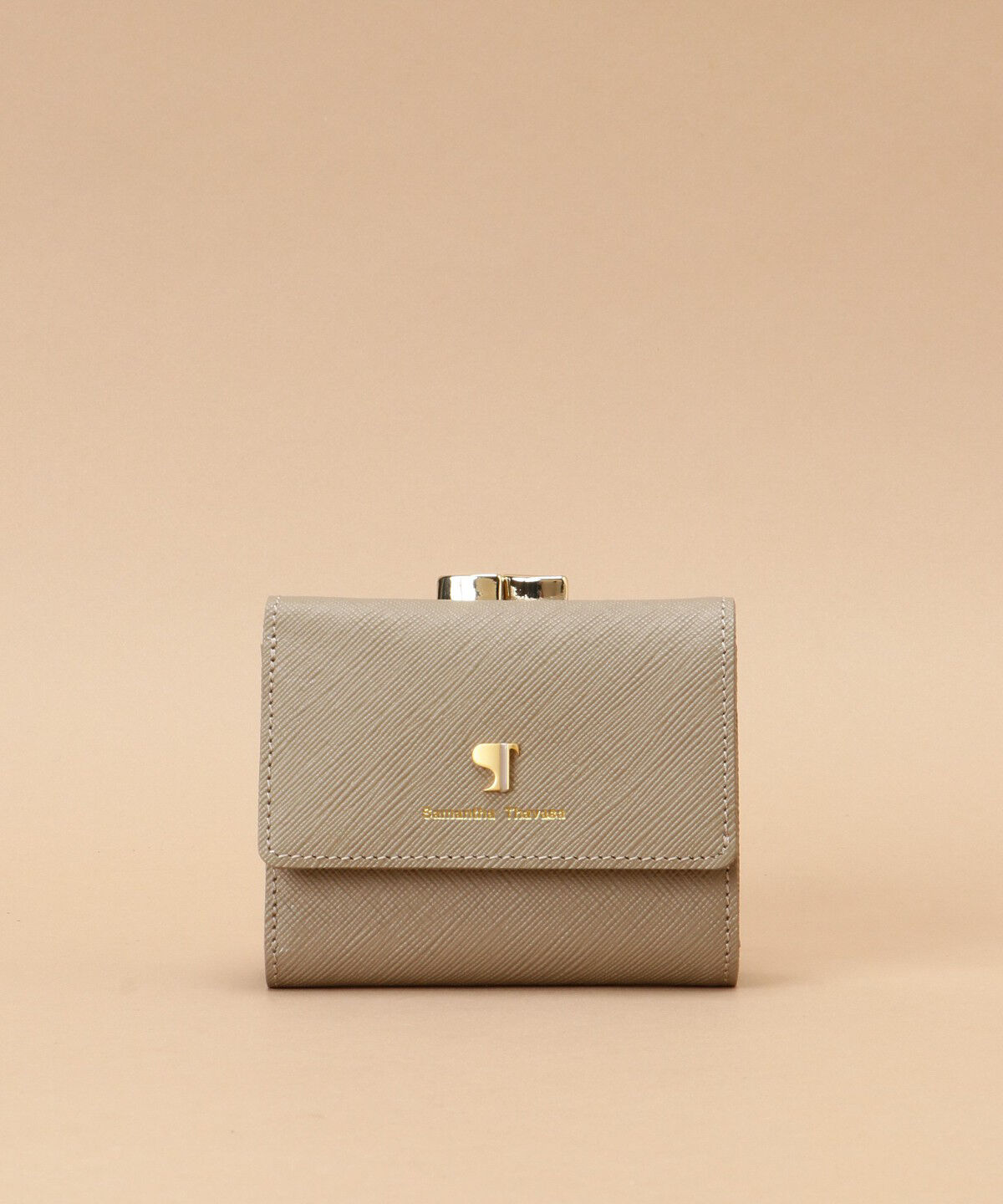 Samantha Thavasa「Pomme d'espoir ポムディスポワール ワンカラー三つ折り口金財布」|財布|グレージュ