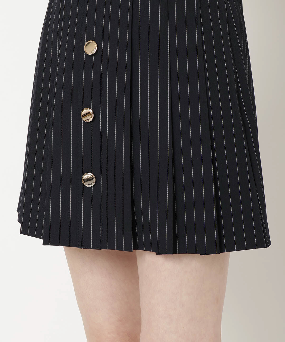 REDYAZEL「フロントボタンプリーツミニスカート」|台形|