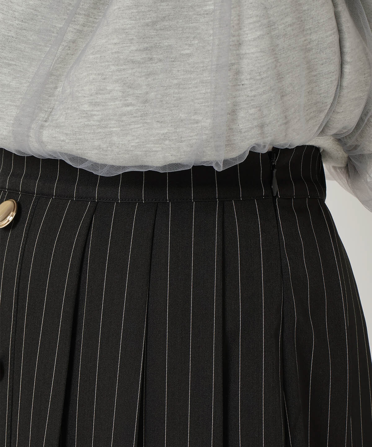 REDYAZEL「フロントボタンプリーツミニスカート」|台形|