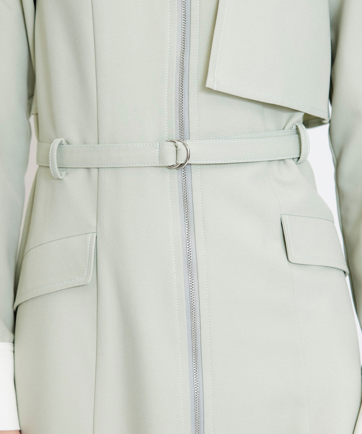 REDYAZEL「フロントZIPバイカラーロングシャツワンピース」|ワンピース|